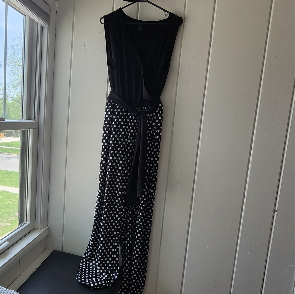 Focus 2000 Black and White Polka Dot Jumpsuit L